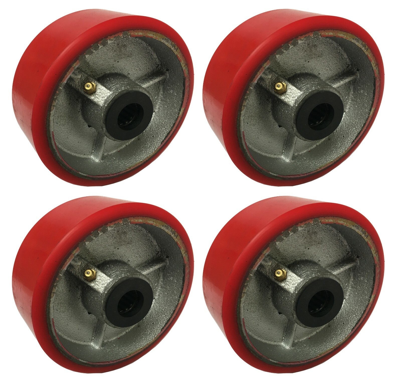 4 Heavy Duty Caster Wheels Set 4" 5" 6" 8" 10" Polyurethane on Cast Iron Wheel