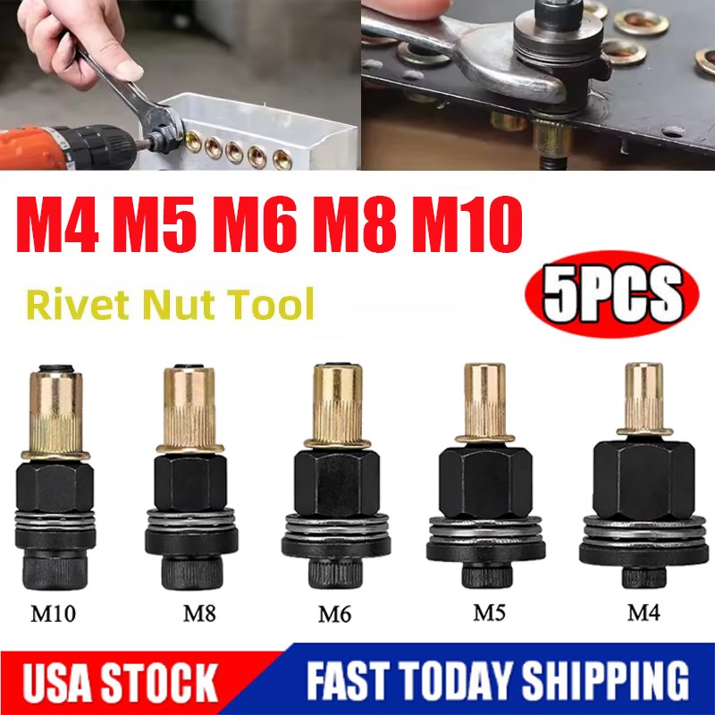 5PCS Hand Rivet Nut Gun Head nuts Simple installation Riveter Rivnut Tool M4-M10