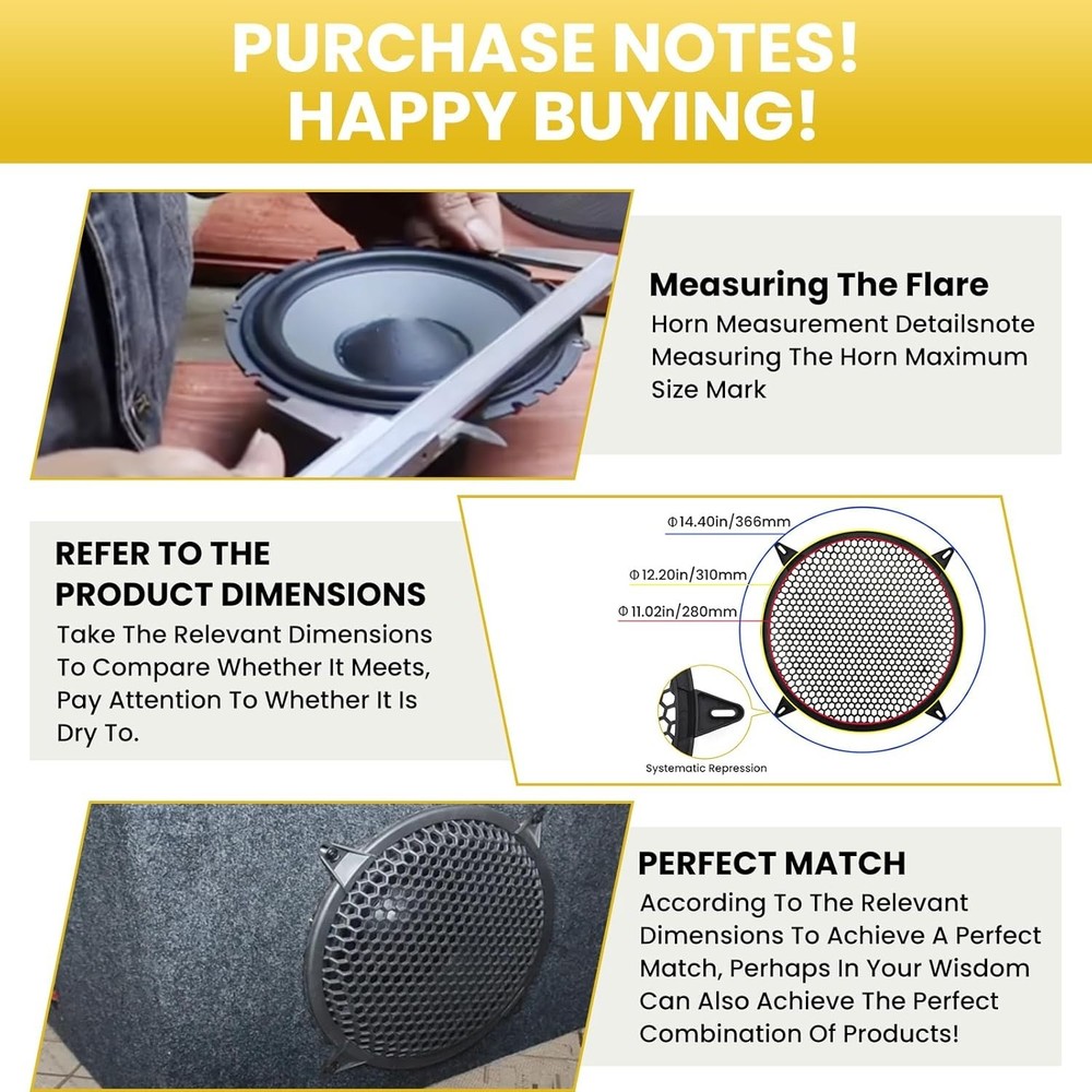 2-Pack 12-Inch Subwoofer Grill Covers - Easy Install & Protective Design