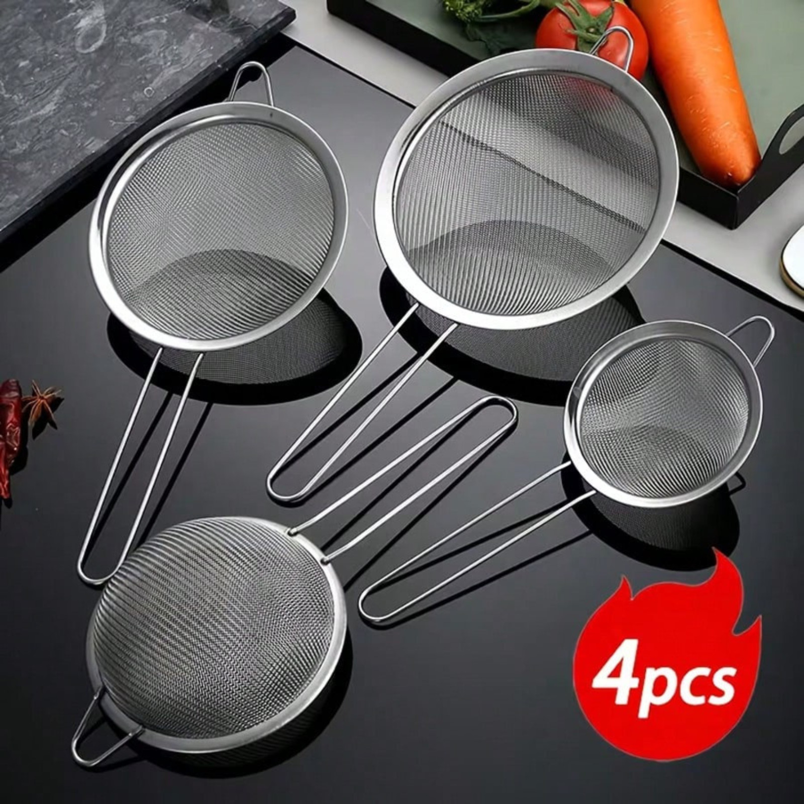 1pc Mini Stainless Steel Strainers Fine Mesh Shifter With Handles Filtering tool