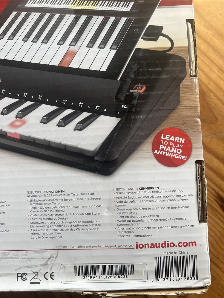 ION Piano Apprentice 25-note Lighted Keyboard for iPad, iPod and iPhone New