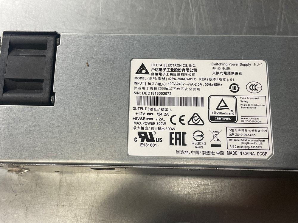 Delta Electronics DPS-250AB-81 C 250W Switching Power. PULLED FROM QNAP NAS