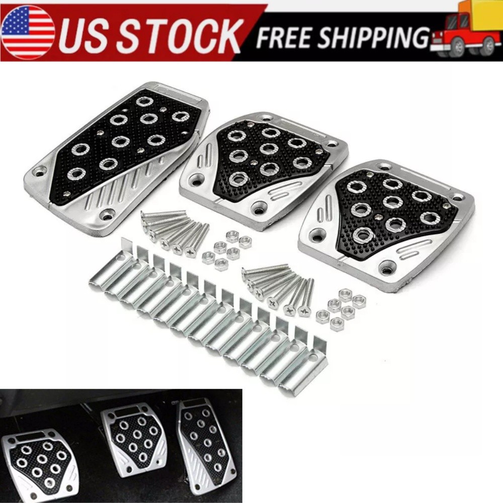 3PCS Non-slip Car Pedal Pads Aluminum Auto Manual Transmission Brake Pad Cover
