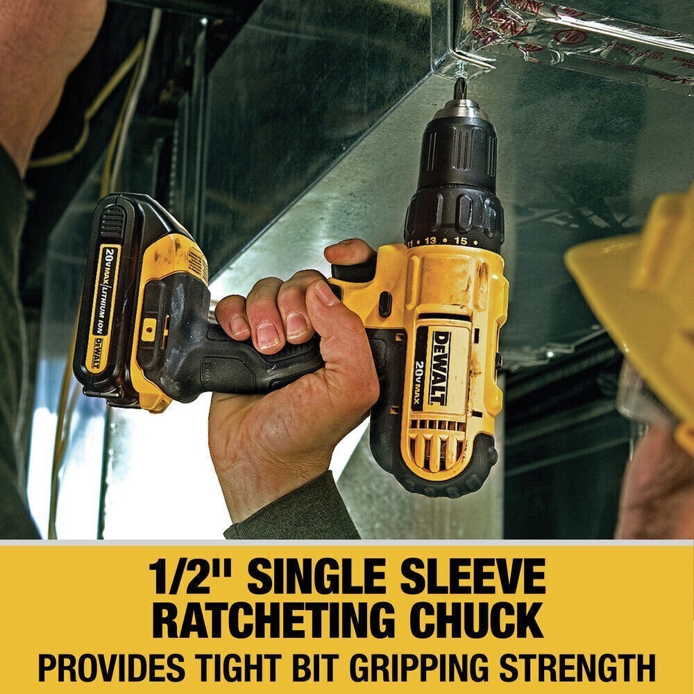 DEWALT 20V MAX Cordless Combo Kit – Compact Drill + Impact Driver, Storage Bag
