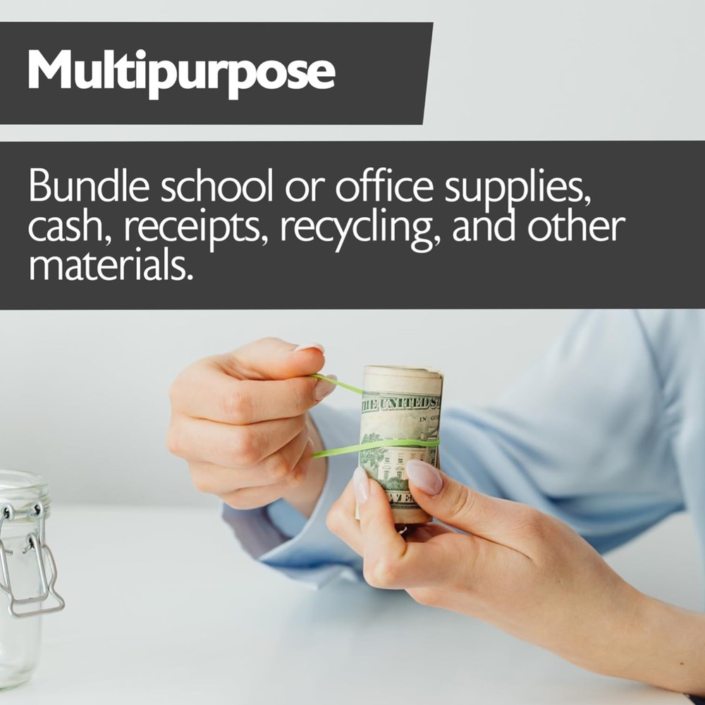 BAZIC Assorted Dimensions 227g/0.5 lbs. Rubber Bands, Multi Color