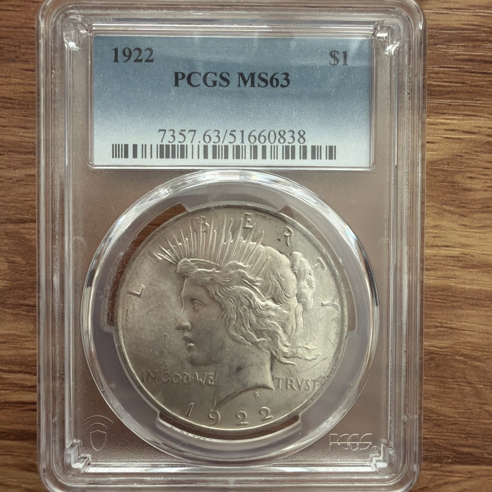 1922 Peace Dollar PCGS MS63 Silver