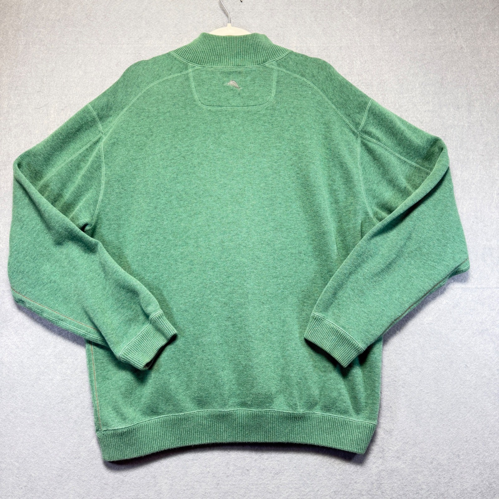 Tommy Bahama Mens Quarter Zip Pullover Sweater Heather Green Mock Neck XL