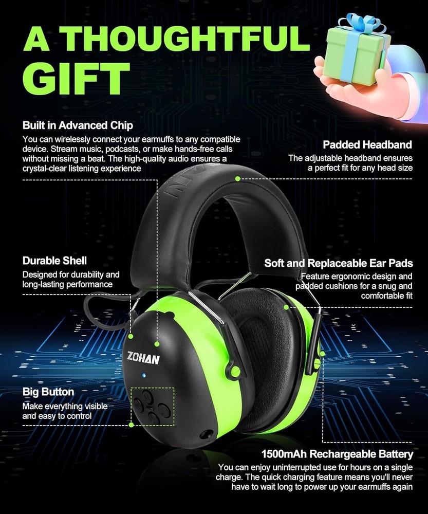 Wireless Bluetooth Safety Hearing Protection Ear Muffs Headphones Protector