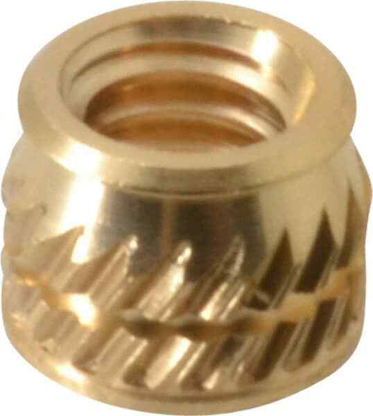 100 Pack E-Z LOK #8-32, Brass Single Vane Tapered Hole Threaded 1/4" Insert
