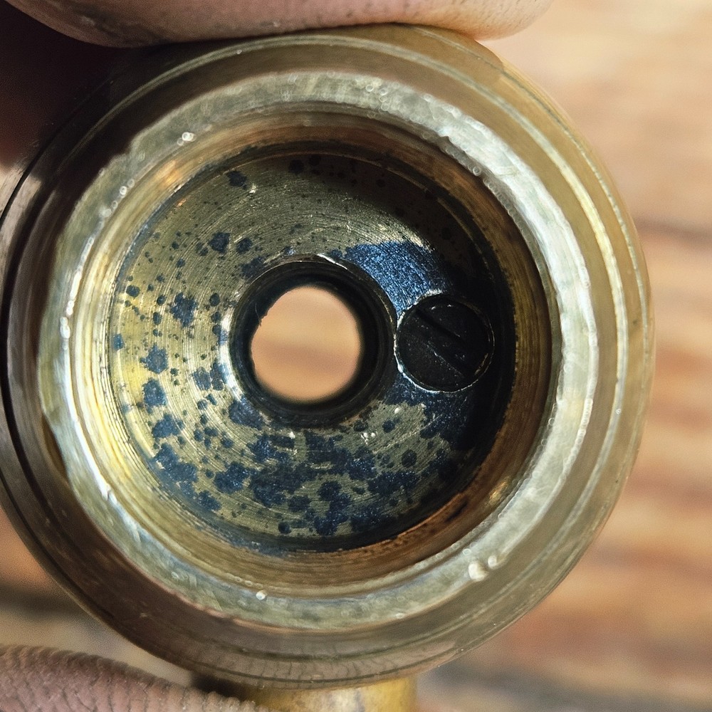 Vtg Oval Powder Horn Flask Push Button Valve Flintlock Muzzleloader