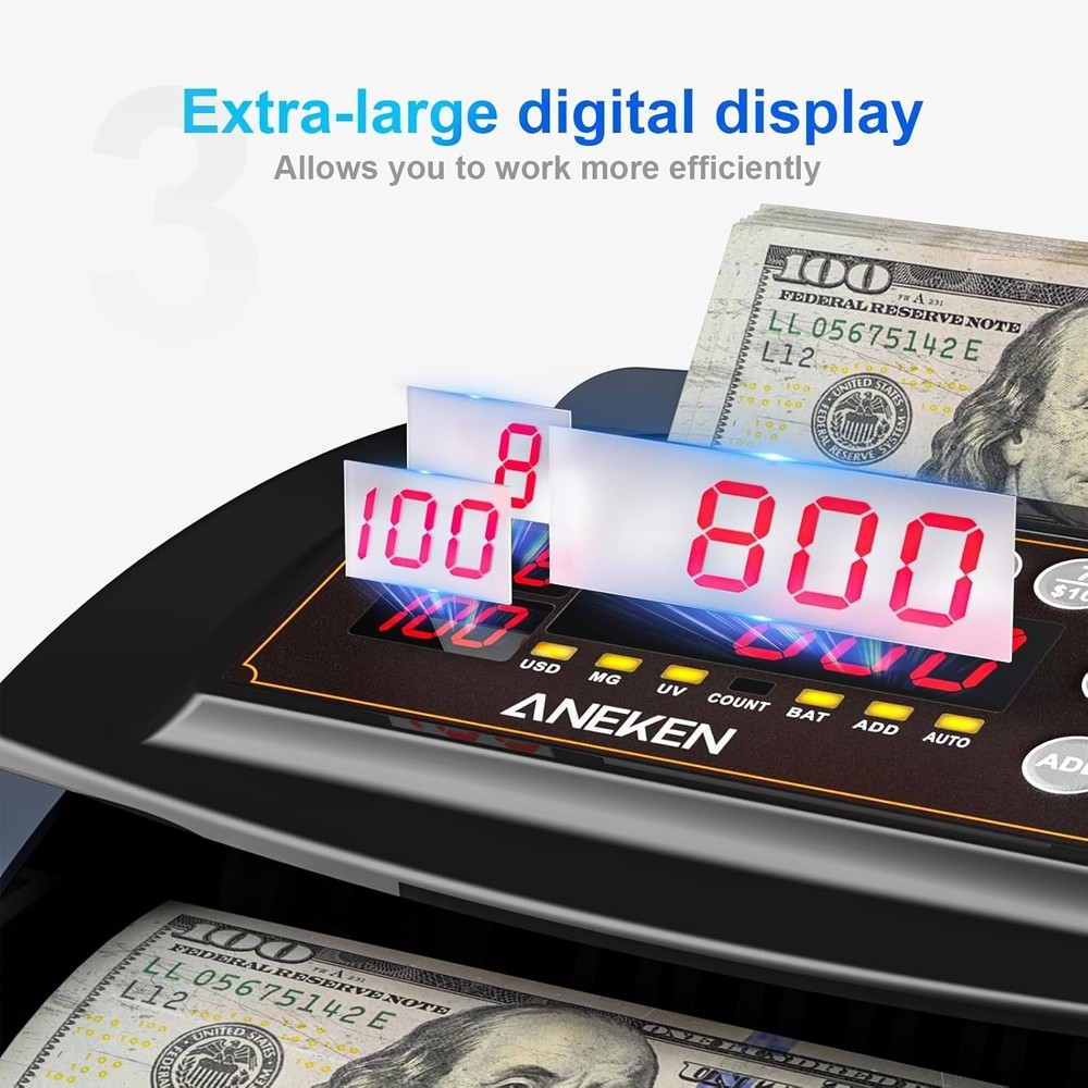 Money Counter Machine: Value Count, UV/MG/IR, Auto, Batch, Add Modes