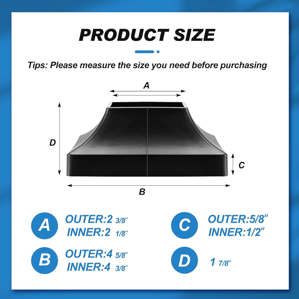 4 Pcs 2 Inch Interlocking Deck Post Base Cover for 2 X 2'' Post with 4.5 X 4.5''