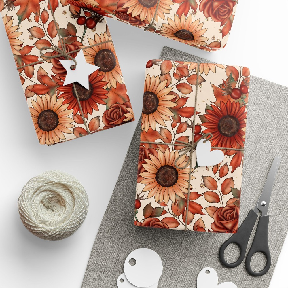 Autumn Fall Flowers Wrapping Papers