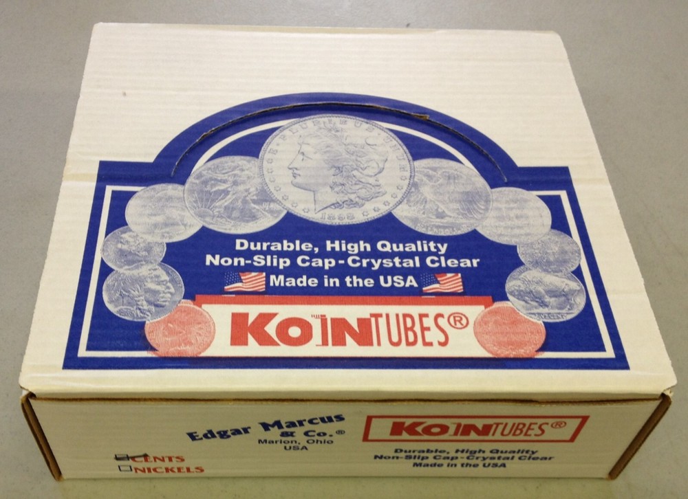 5 EMPTY Koin Penny Coin Tube Boxes with inserts - NEW