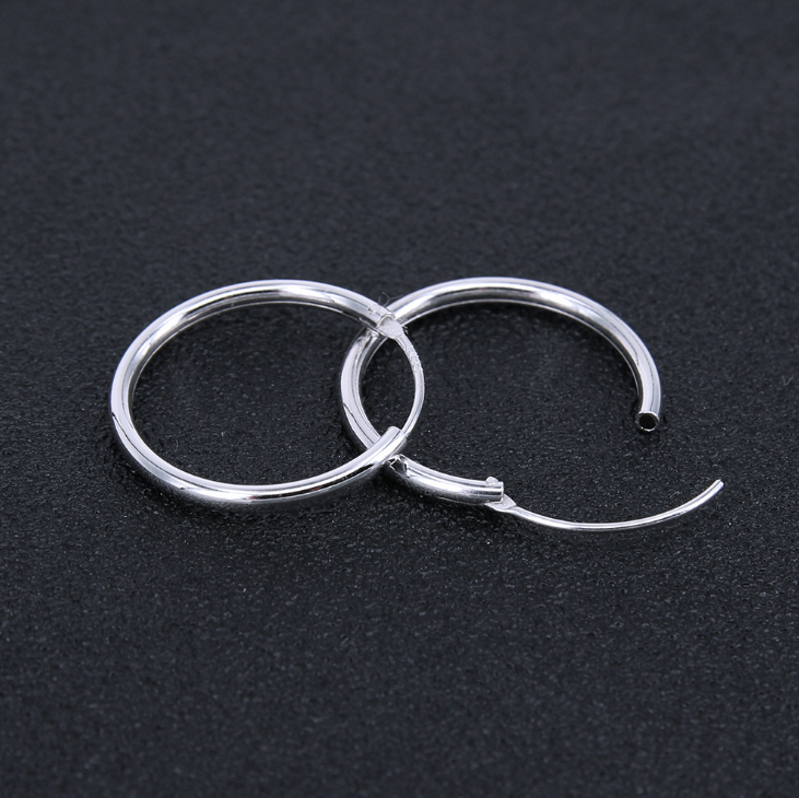 925 SOLID STERLING SILVER PLAIN 1MM THICK ROUND ENDLESS HOOP 10-50MM LIP EAR D36