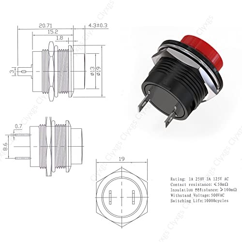 Momentary Push Button Switch No Lock SPST Mini Push Button Red & Black Cap