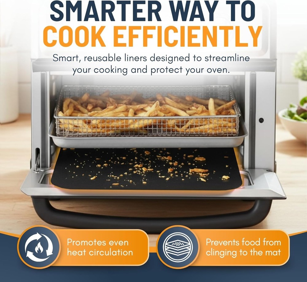 Versatile Reusable Toaster Liners 2 Pack - Simple Cleanup & Cooking Efficiency