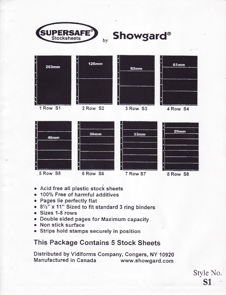 Supersafe Stamp Stock Sheets, Clear, 1 Row