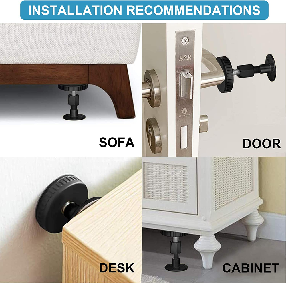 2PCS Black Adjustable Bed Frame Anti-Shake Tool, Headboard Stoppers