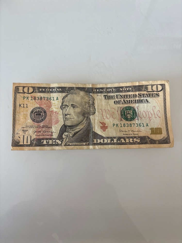 10 dollar bill error miscut print - 2017 Series A