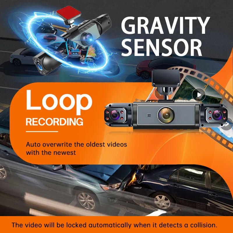 360 Degree View 4 Channel Dash Cam Front and Rear Inside Left Right, Dash Camera