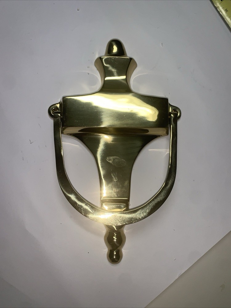 Solid Brass lacquered Door Knocker  Hampton Brass 9” X 6” w Hardware Polished