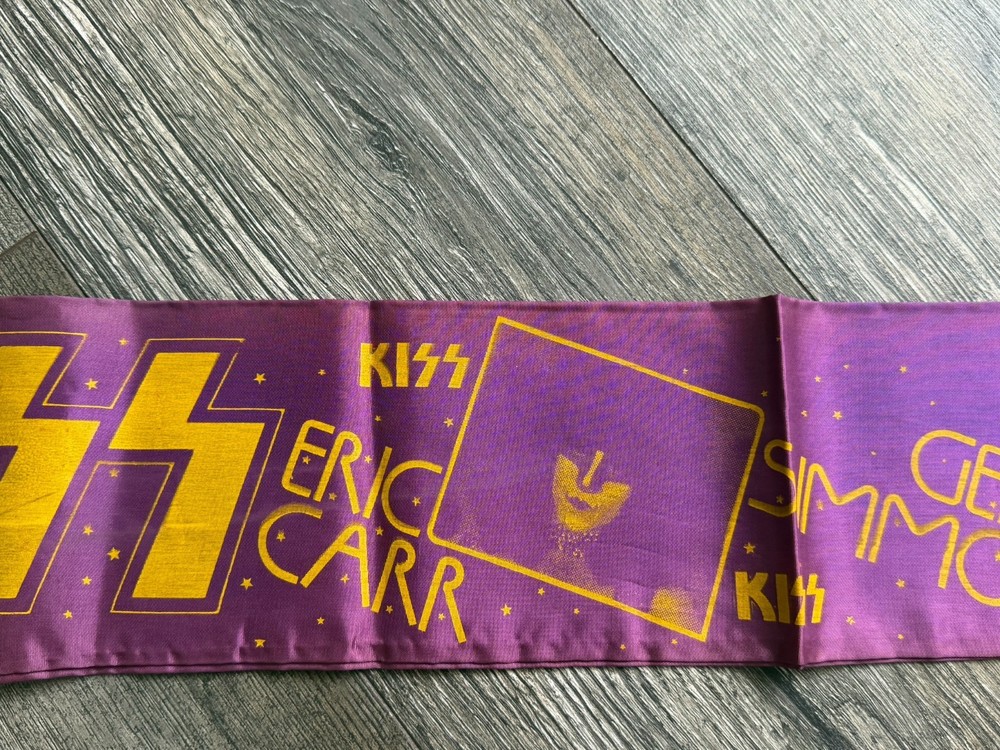 KISS Scarf Banner Purple Eric Carr Europe 1980 Vintage Kiss Aucoin Memorabilia