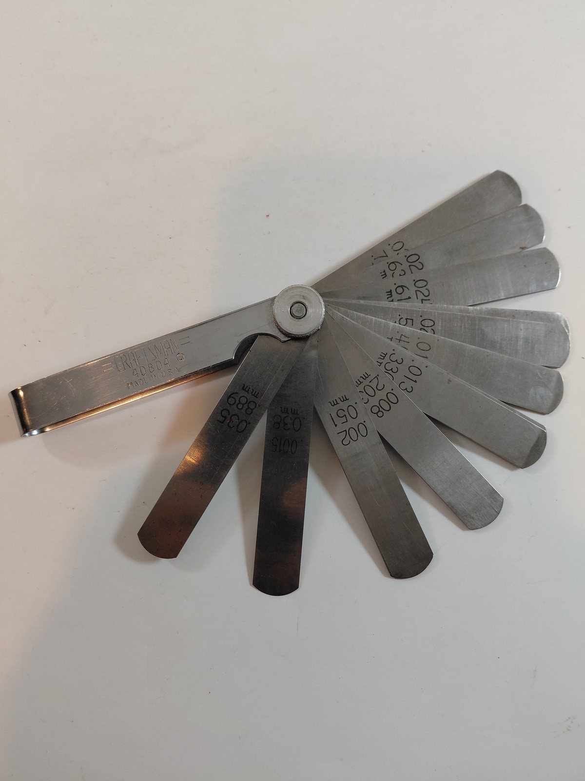 Craftsman 40804 Feeler Gauge Set 12 Blades Made in USA Gap Thickness Tool