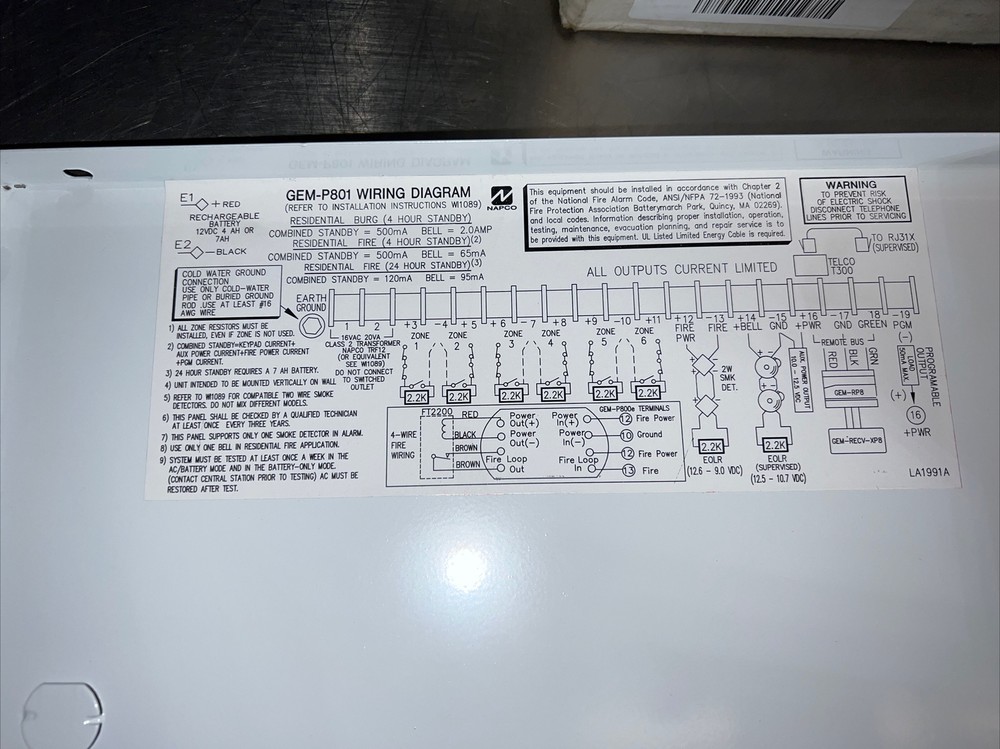 Nos Surplus Napco Gemini P801 Control Panel Kit