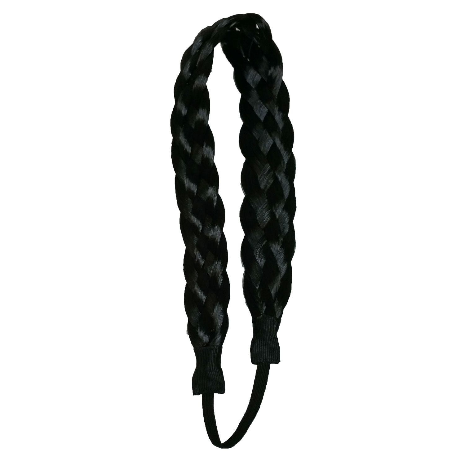 Synthetic Hair Band Plaited Headband Braided with Elastic 3/4"~1" Wide