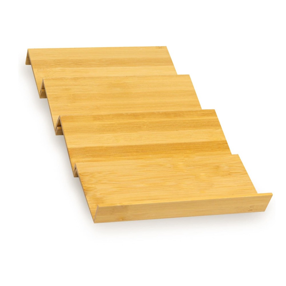 WodGod Bamboo Spice Rack Drawer Organizer - 4-Tier Stackable Kitchen Insert