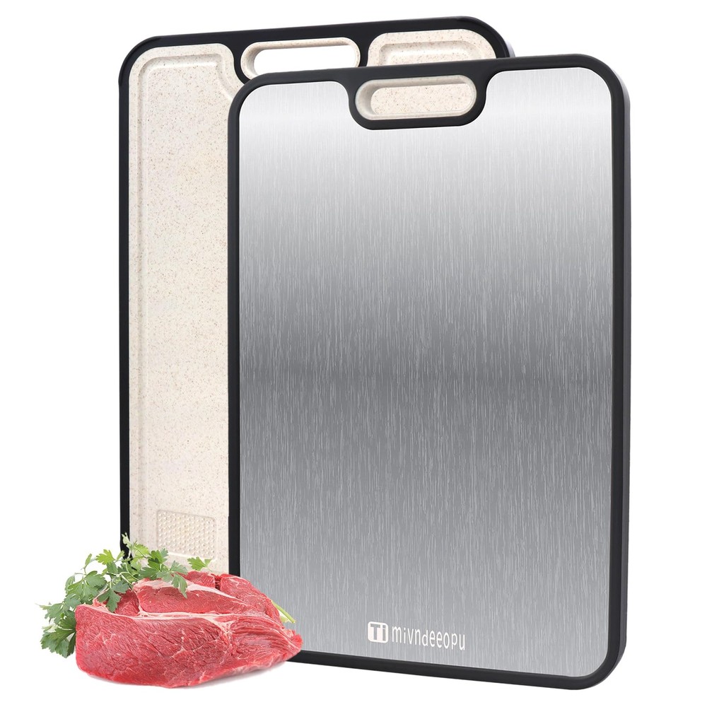 Professional Titanium Chopping Board, Non Slip Base, Kitchen Essential, Silver