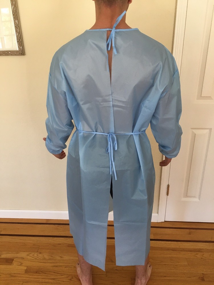 Polyester Isolation Gown - Size large, 10 Per Bag.