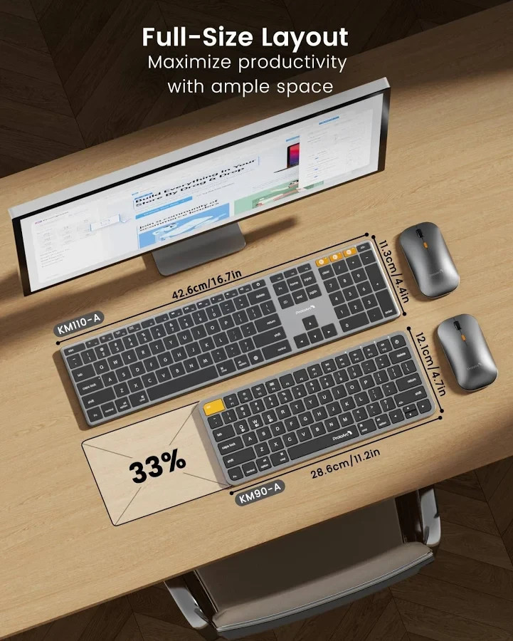 ProtoArc KM110-A Backlit Aluminum Bluetooth Keyboard for Mac w/ Bluetooth Mouse