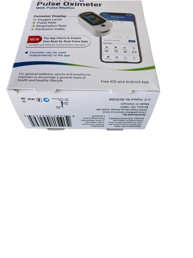 ChoiceMMed Bluetooth Pulse Oximeter with Pulse Rhythm