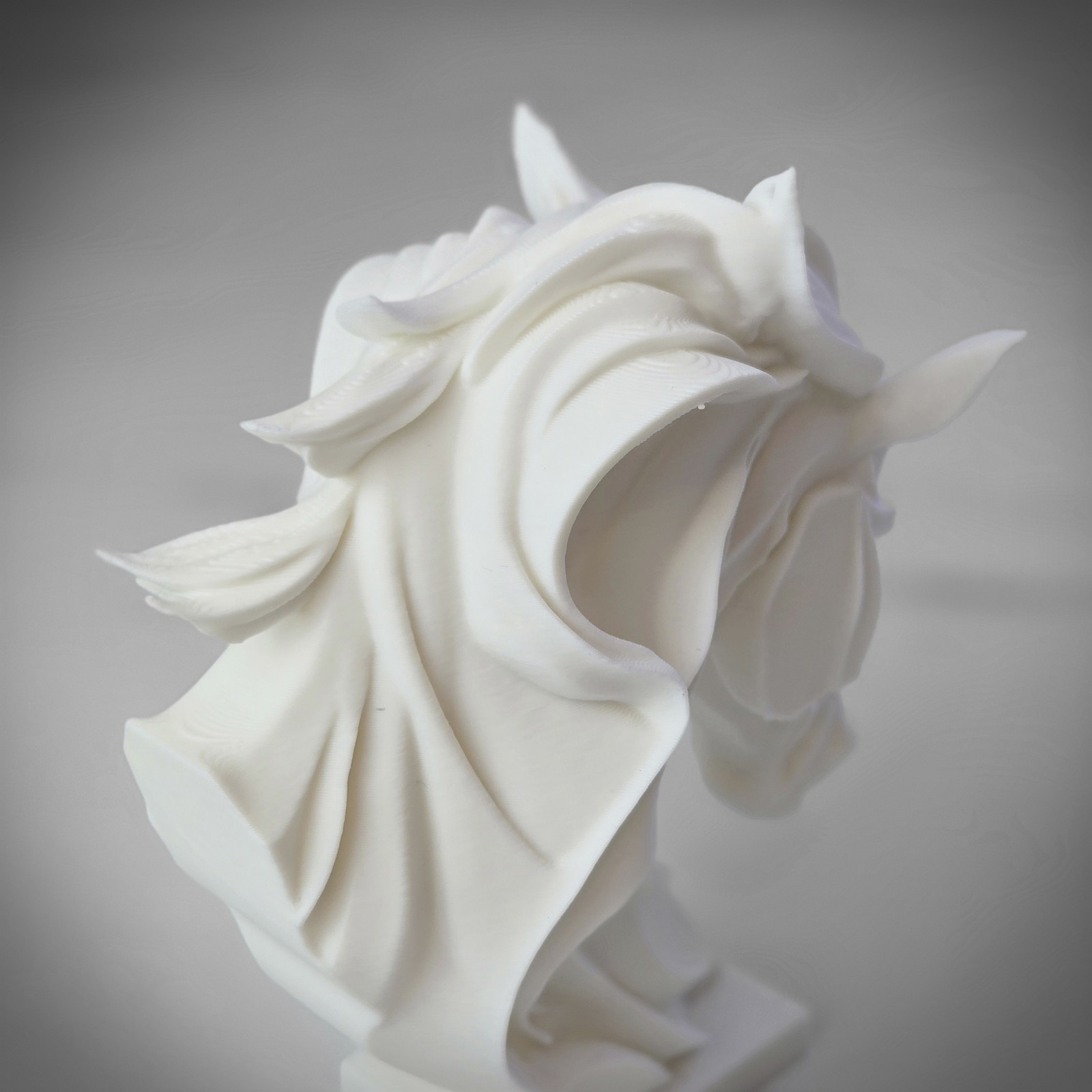Horse Head Sculpture – Matte White 3D Printed Art Statue – Modern Home Decor...