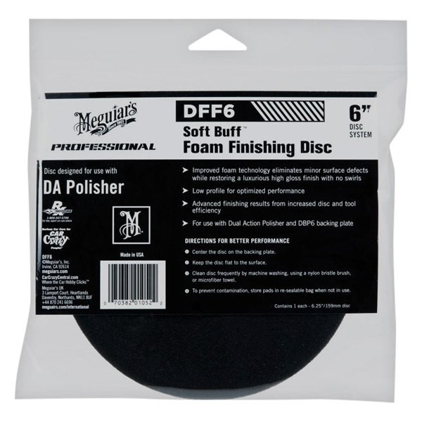 Meguiars Soft Buff 6" Foam Dual Action Hook-and-Loop Finishing Pad