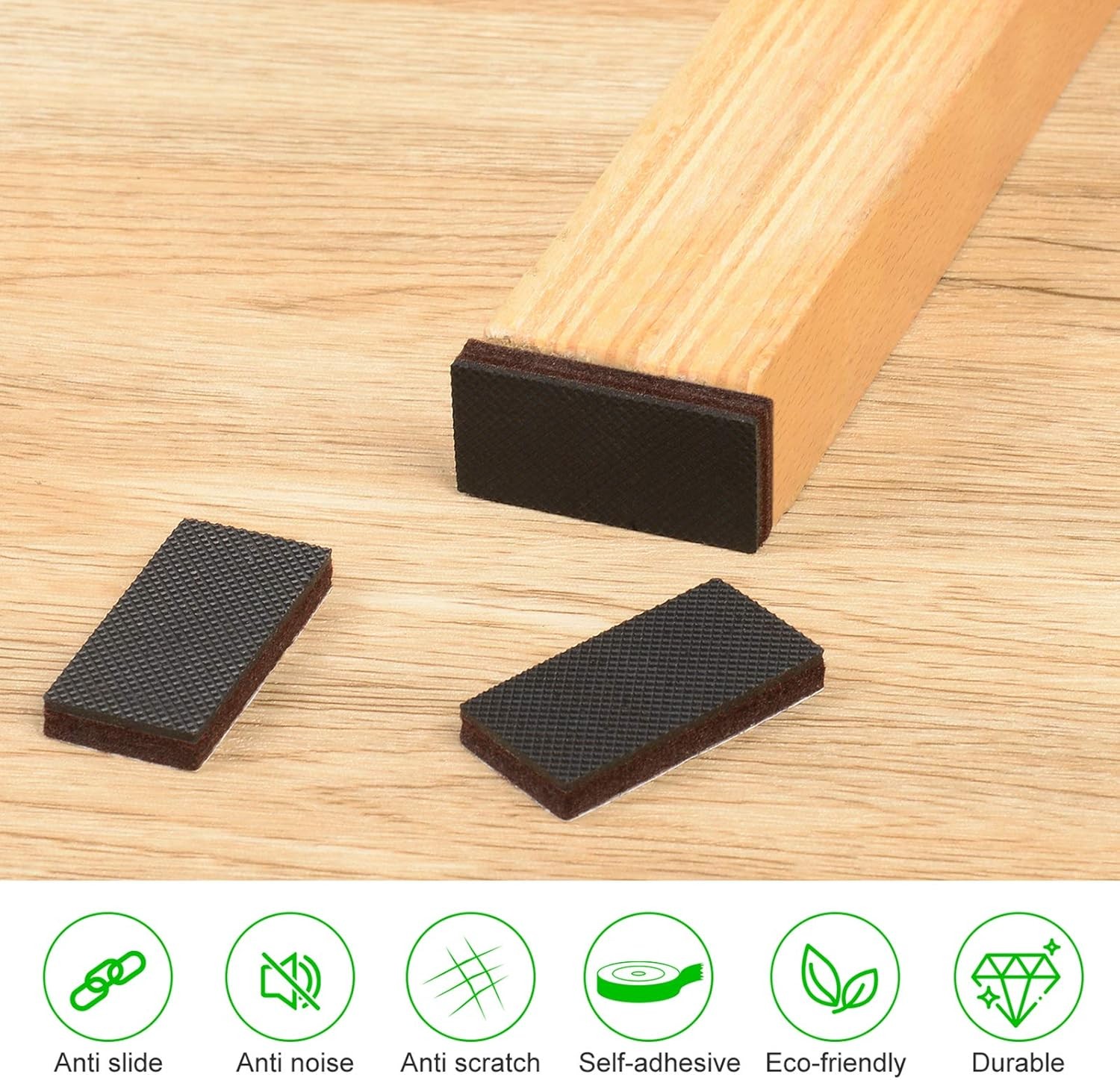 Rectangle Non Slip Furniture Pads 8 Pieces 1x2 inch, Anti Slip Rubber Furniture