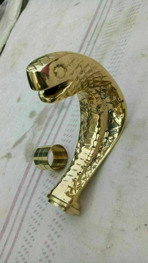 Antique Solid Brass Cobra Style Head Handle For Walking Stick Handmade Best Gift