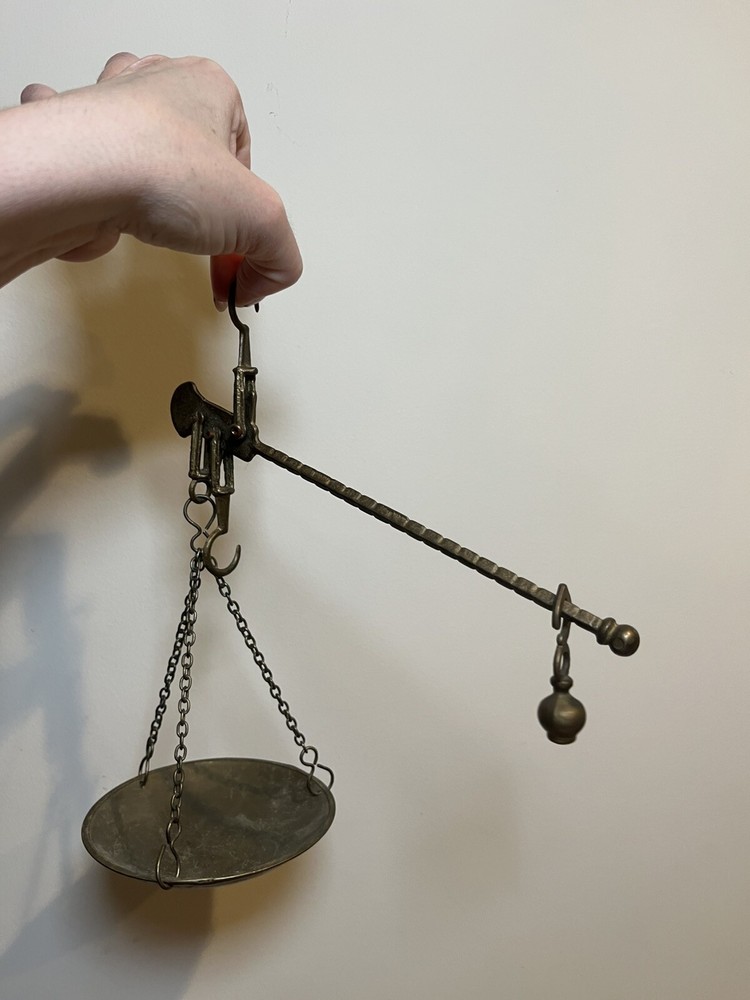 Vintage Solid Brass Hanging Weighing Beam Balance
