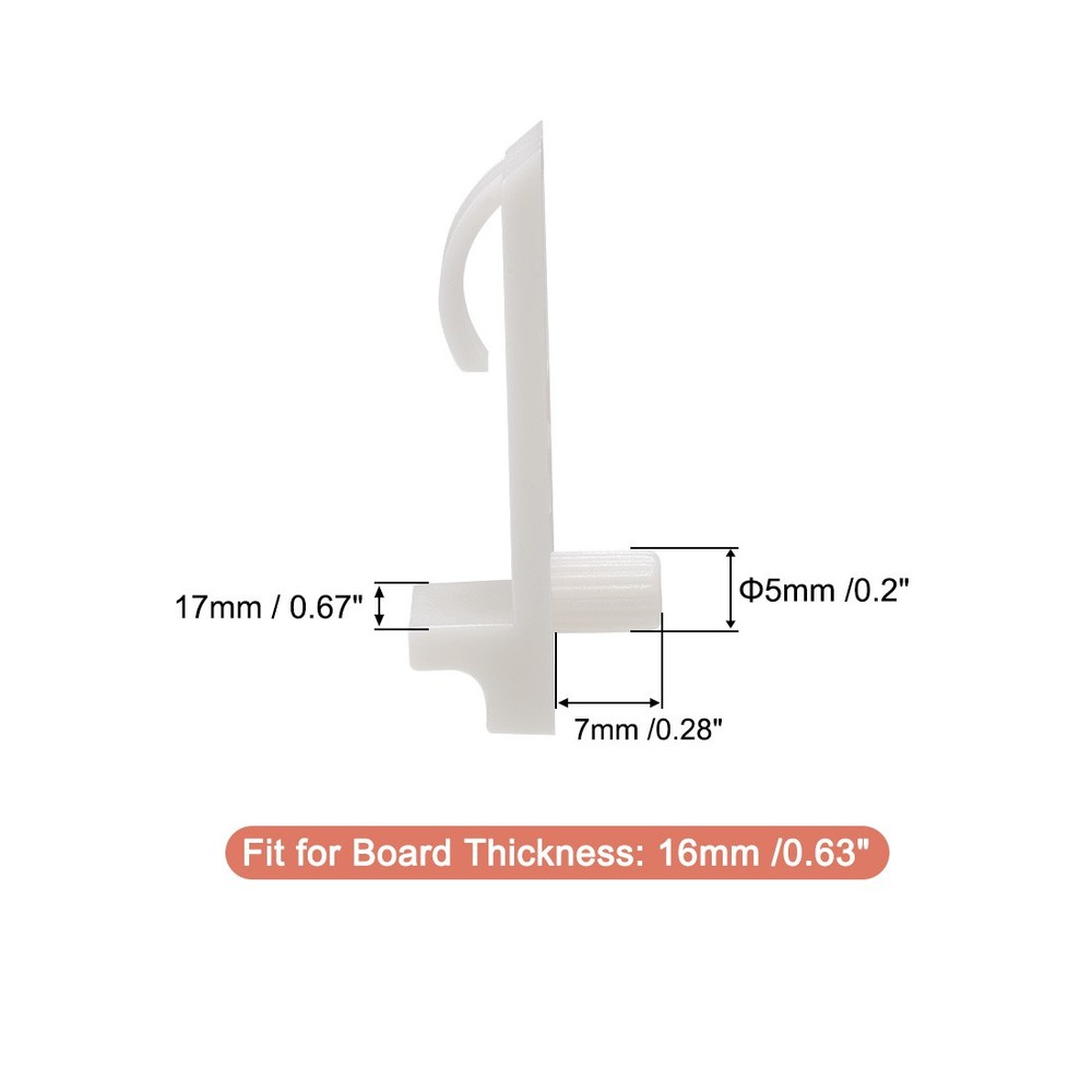 Shelf plugs support, 5mm shelf -, locking bracket shelf pin, white, 20pcs