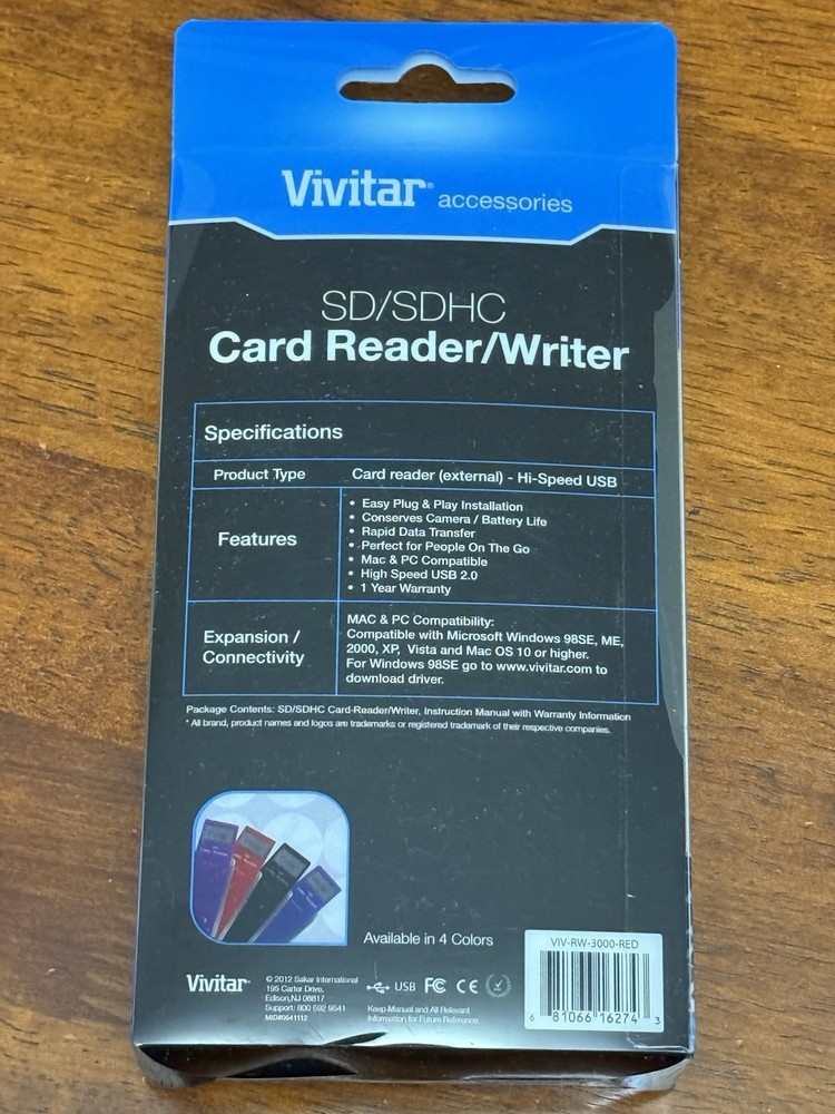 Vivitar Accessories SD/SDHC Card Reader/Writer Red