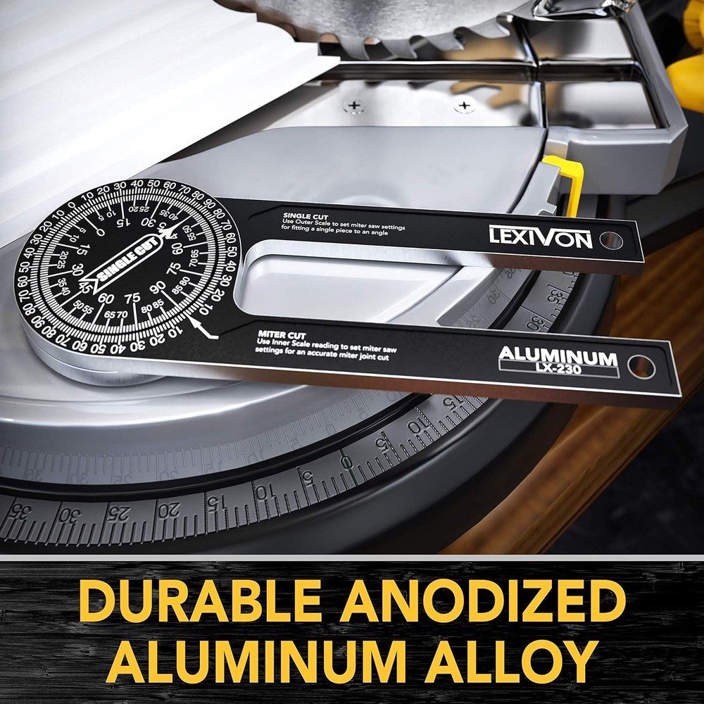 Aluminum Miter Saw Protractor | 7-Inch Rust Proof Angle Finder Featuring Precisi