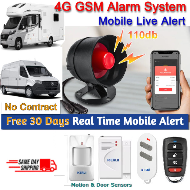 RV-Camper-Van-Car Alarm Security System Wireless Motion Sensor Mobile Live Alert
