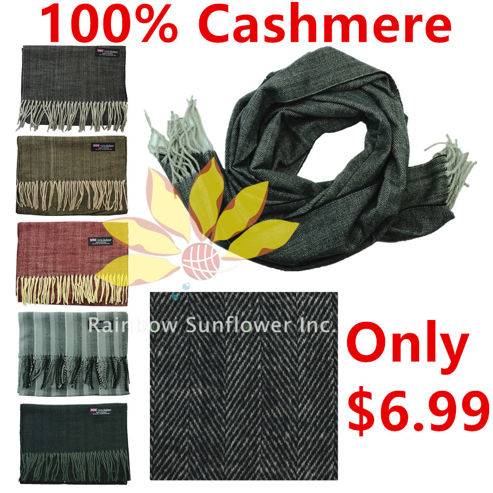 New Men Women 100% CASHMERE Warm Warp Scarf Scotland Thick Stripe Super Soft