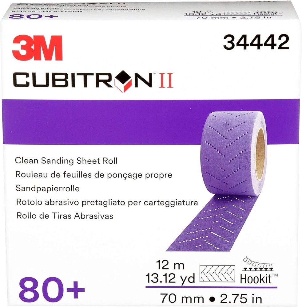 3M (34442) Cubitron II Hookit Hook & Loop Clean Sandpaper Sheet Roll, 80 Grit