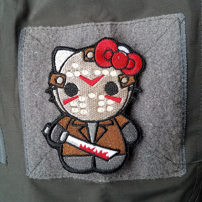 HELLO KITTY AS JASON FRIDAY THE 13TH HOOK&LOOP PATCH EMBROIDERED BADGE