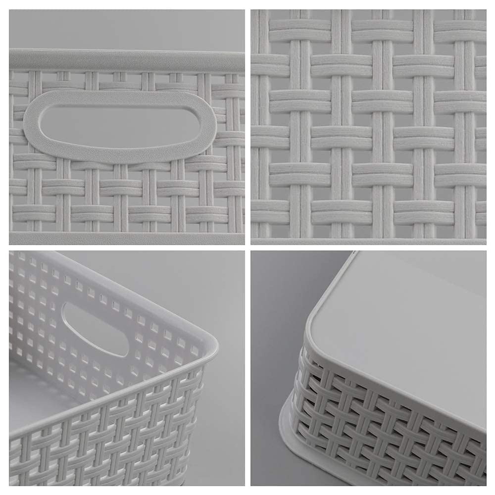 4-Pack Plastic Office Storage Baskets, A4 Basket Trays, Grey