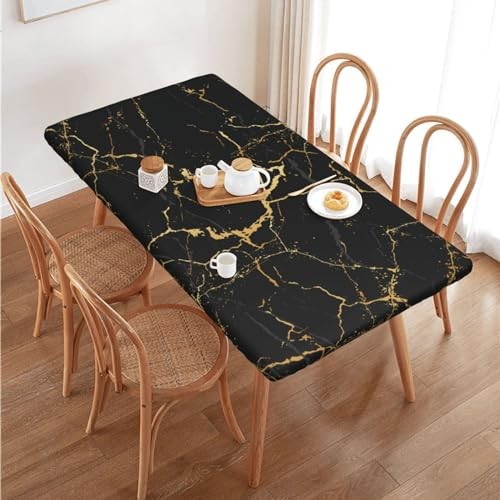Black Marble Texture Tablecloth with 48" x 30" (Rectangular) Marble #03