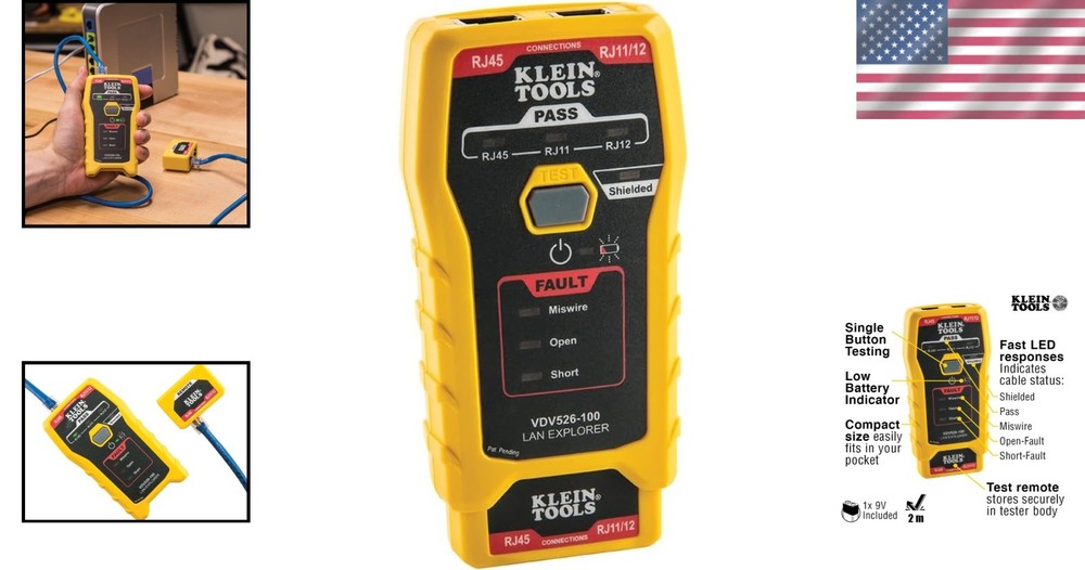 Compact & Battery Powered Network Tester - Reliable RJ11, RJ12, RJ45 Solution